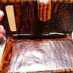BRAHMIN Check book wallet with card holder and pen